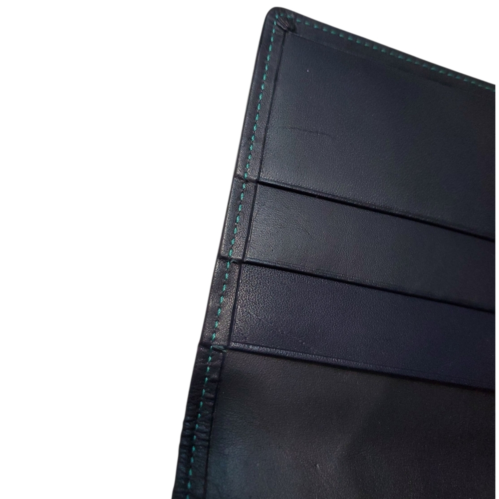 Yves Saint Laurent 80's Style Y2K Blue and Green Colorblock Patchwork Wallet - Picture 9 of 14